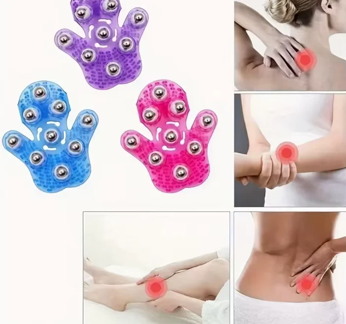 1pc Magnetic Roller Massage Gloves: Relieve Neck, Back, Shoulders, Hips, Face, and More
