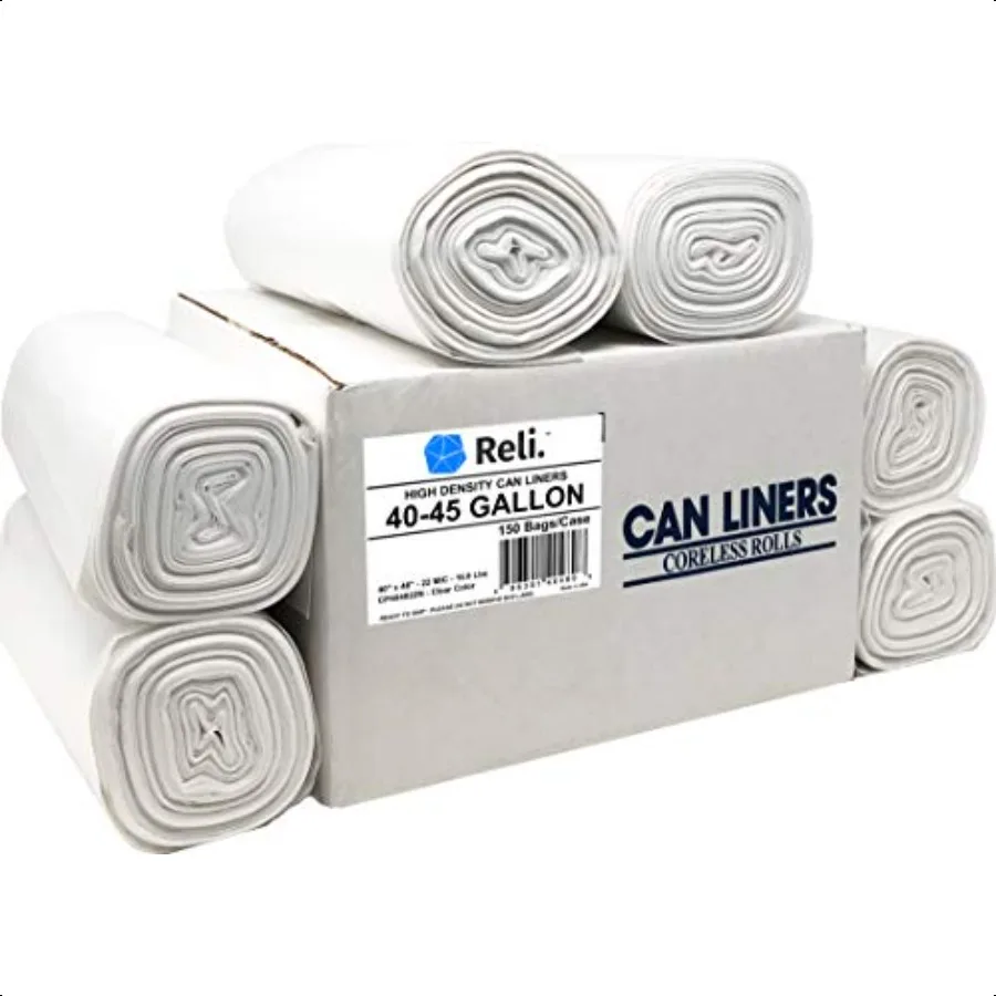 

Premium 4045 Gallon Trash Bags 150 Count Made in USA Heavy Duty Bulk erValue Clear MultiUse Garbage Bags