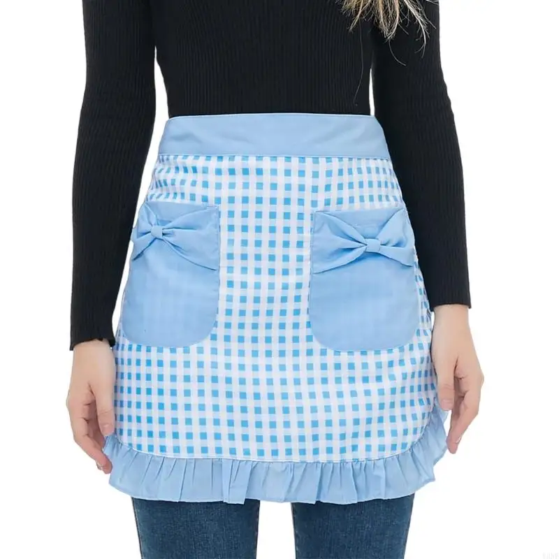 

Y3NE Ruffled Maid Apron Women Kitchen Apron Cooking Apron Serving Apron for Cooking Baking Gardening Coffee Shop Bakery