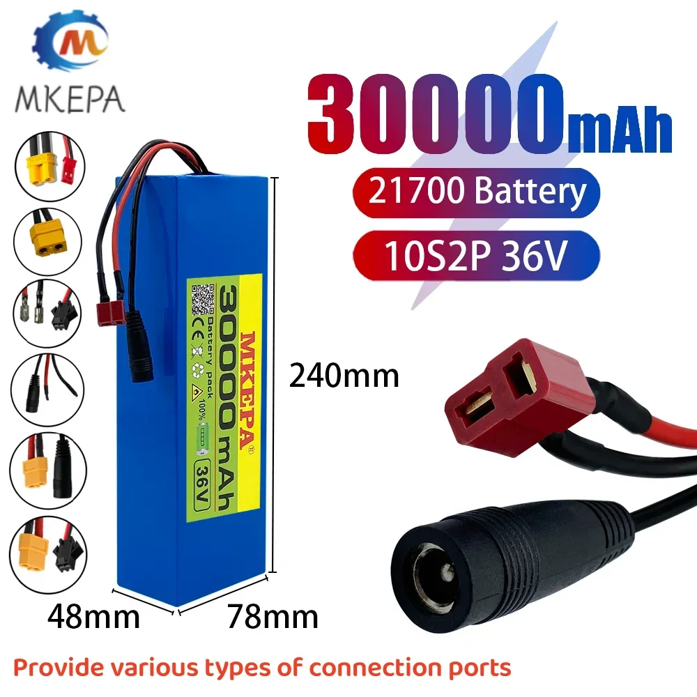 

NEW 36V 30A 21700 Lithium Battery pack 10S2P 30000mAh 500W high power electric bicycle battery 36V eBike Battery
