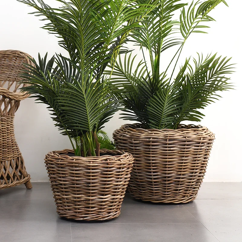 Wabi-sabi vine weaving basket, flower basket, flower trellis, plant floor, flower pot, idyllic hand-woven storage basket