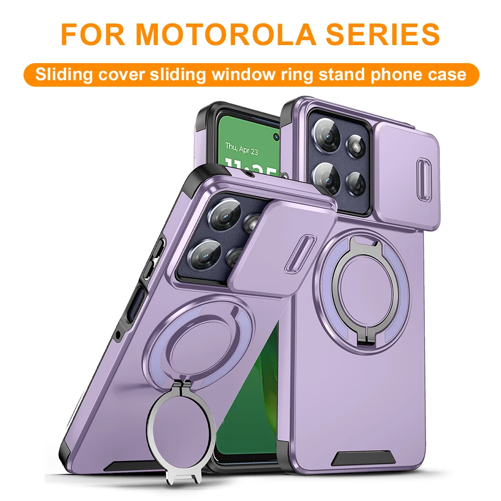 Custodia Magnetica Rinforzata per Moto G Stylus Pure Power Play 4G 5G 2025 360 ° Cover Protettiva Antiurto con Anello Girevole e Supporto Integrato
