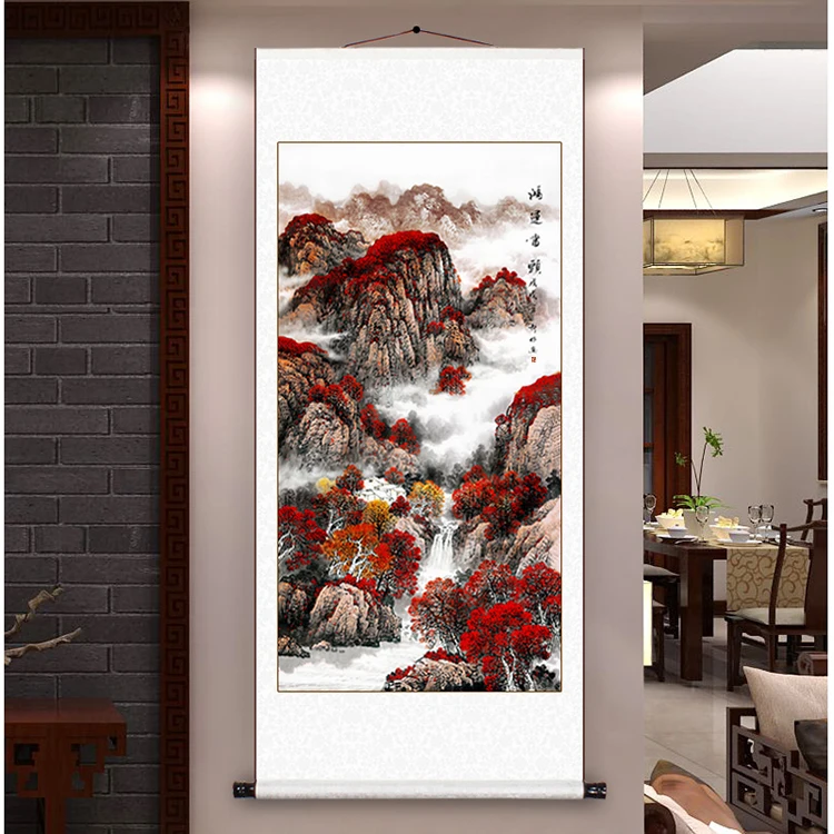 TOP business gift  Home office Vestibule WALL Decorative art Landscape  Money Drawing GOOD Luck Mascot FENG SHUI ART painting