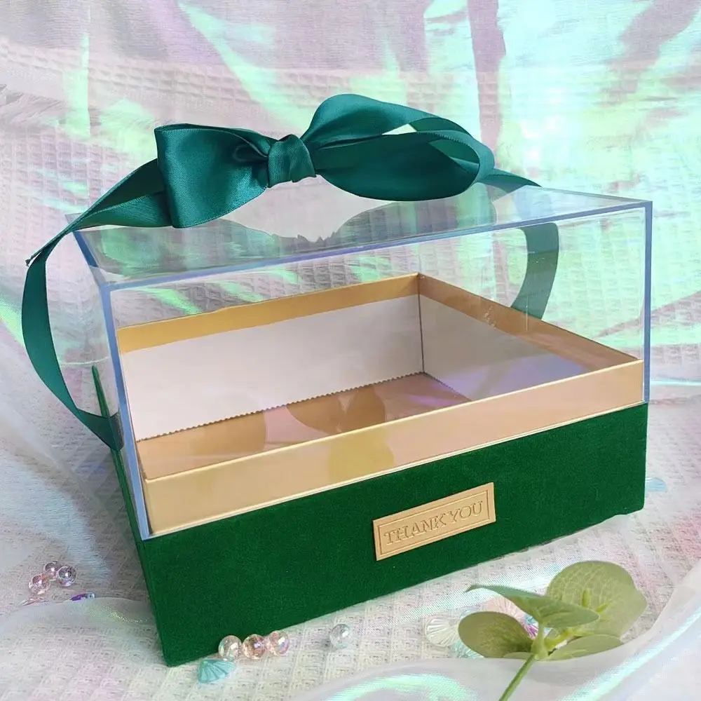 

Birthday Party Transparent Wedding Hand Gift Box Acrylic Light Luxury Bow Present Box Valentine's Day Gift Box