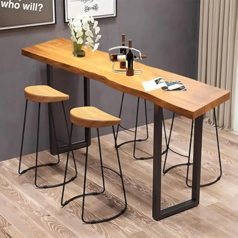 Bar Table with Sturdy Metal Frame, Rectangular High Top Kitchen and Dining Counter Table, Suitable for Bars and Restaurants