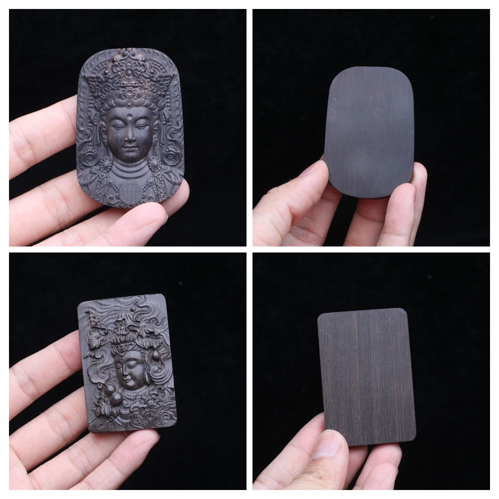 Rzeźbione w drewnie biżuteria z hebanu wisiorek Amulet buddyjski posąg buddy Amulet na szczęście 3D rzeźbione w drewnie rzeźba w drewnie rzemiosło