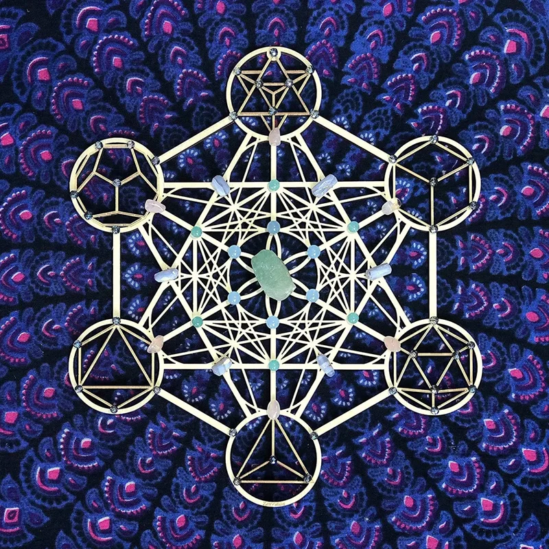 10 pcs Metatron's Cube Handmade Wooden Sacred Geometry Crystal Grid Board Wall Art Yoga Meditation Spiritual Decor Mandala Symbo