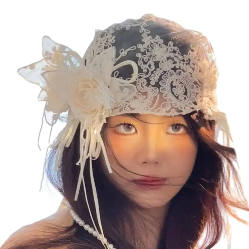 

652F Древний свадебный головной убор для душа с кружевным цветком и головным убором для невесты на свадьбе