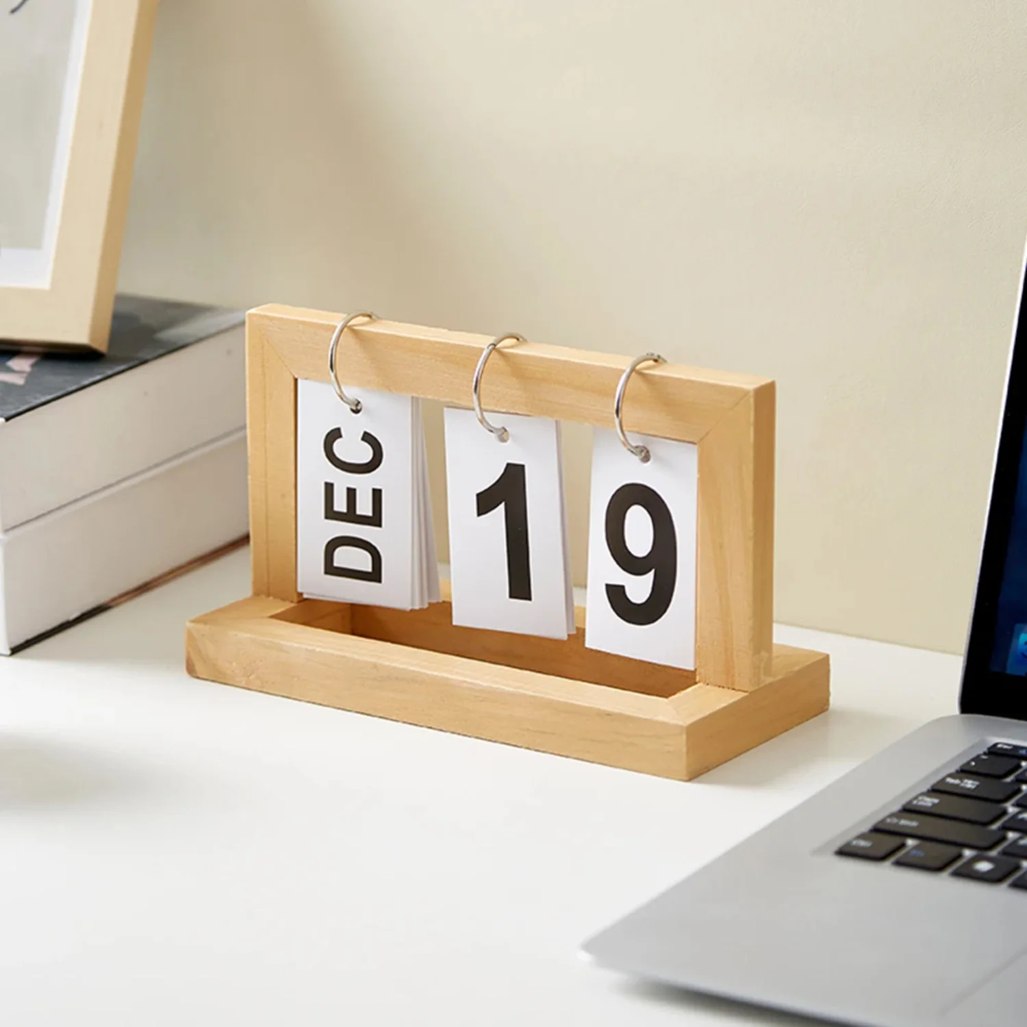 Wooden Desktop Calendar for Home and Office Decor - Creative Simple Standing Desk Calendar - Living Room Decoration and Organize