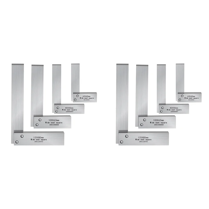 

AC88-2X Machinist Square Set,2Inch,3Inch,4Inch & 5Inch Squares Machinist Square Mechanical Engineer Square,Wide Base Tool