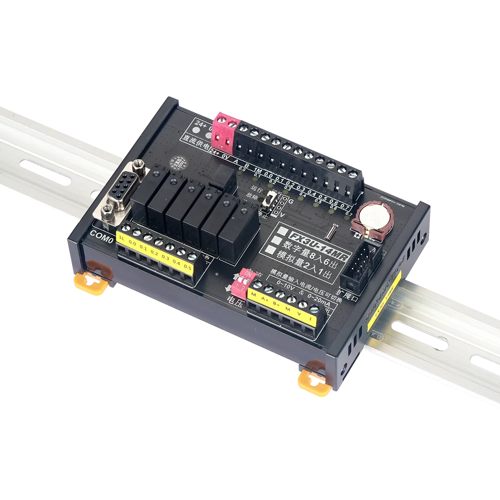Plc FX3U-14MR controlador lógico programável interruptor de relé 8i 6o analógico 2i 1o rs232 porta comunicação