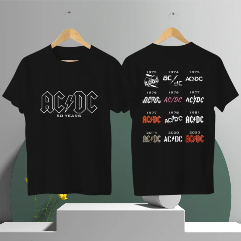 

2025 Cotton AC PWRDUP Live DC Printed T-shirt Pattern Brand T-shirt Men's and Women's Cotton Fashion Extra Large T-shirt
