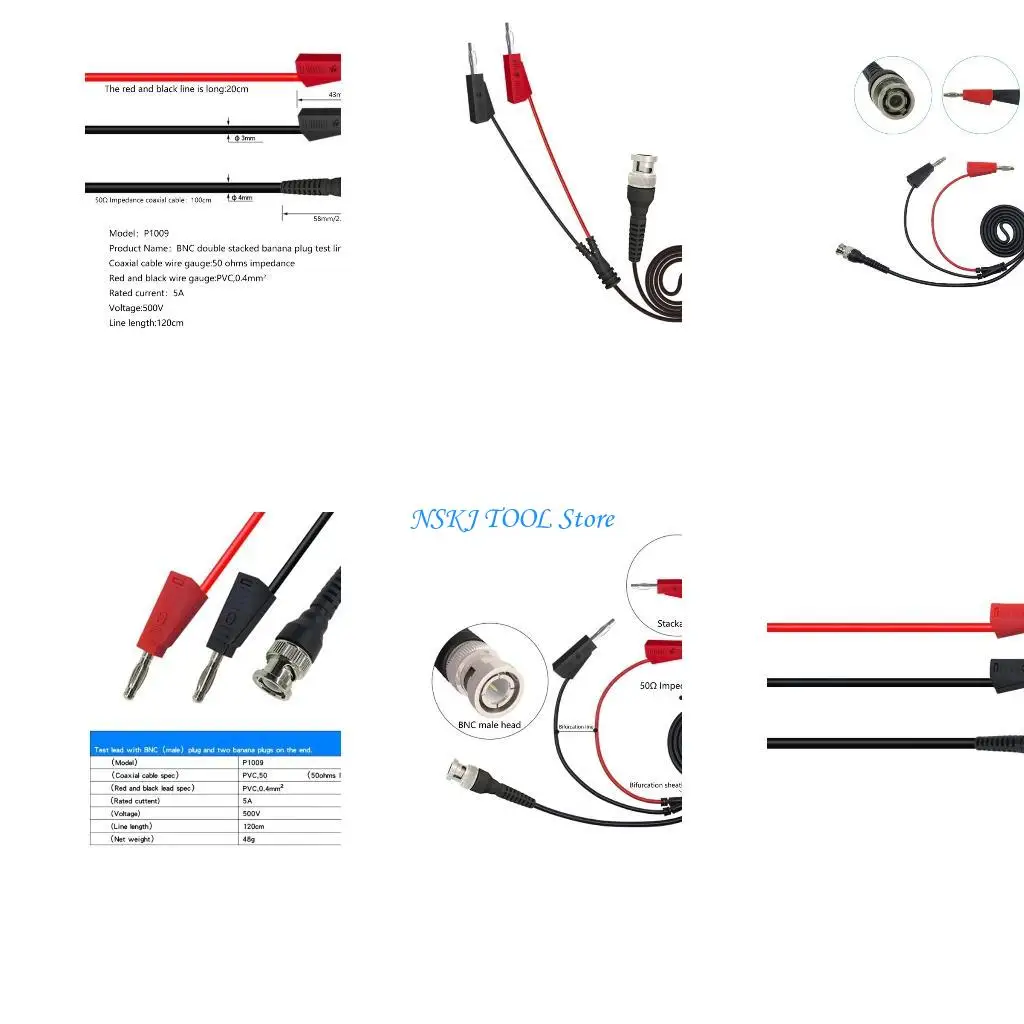 

L8RC 120cm P1009 BNC to Dual- 4MM Stackable Banana Plug Test Probe- BNC Cable