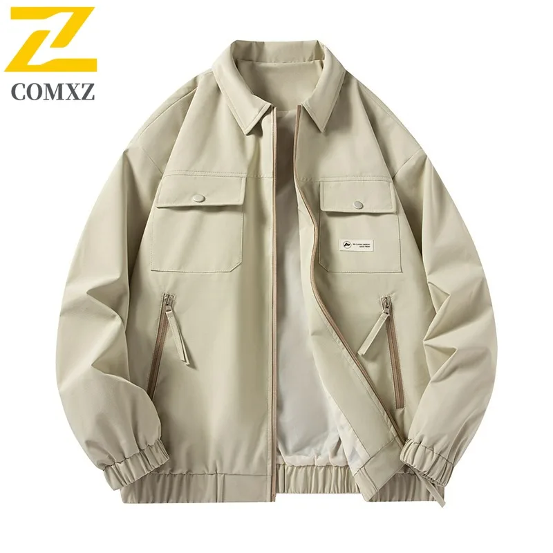 

COMXZ 2025 Мужская куртка с отложным воротником в японском стиле, осеннее модное молодежное универсальное повседневное легкое удобное пальто