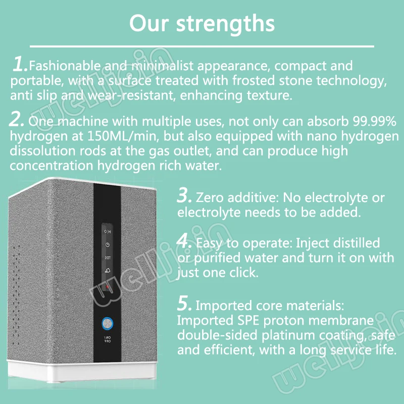 Imagem -04 - Máquina do Ionizador da Água do Hidrogênio Gerador Portátil do Hidrogênio Máquina da Inalação h2 Spe e Pem Pureza 9999 Alta 150ml Pelo Minuto 110 v 220v