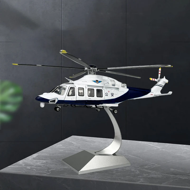 Diecast 1:32 Scale AW139 Helicopter Police Public Security Simulation Alloy Finished Product Aircraft Model Collection Gift Toys