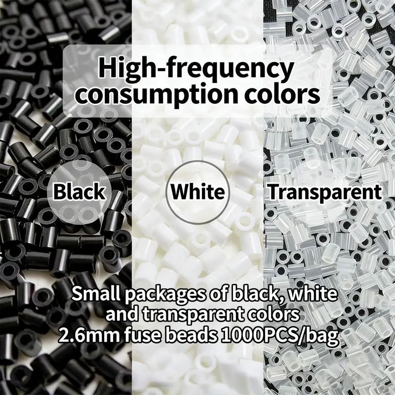 2.6mm Mini Fuse Beads 1000PCS DIY Iron Melty Beads Handmade Puzzle Craft Educational Toys for Kids Gift