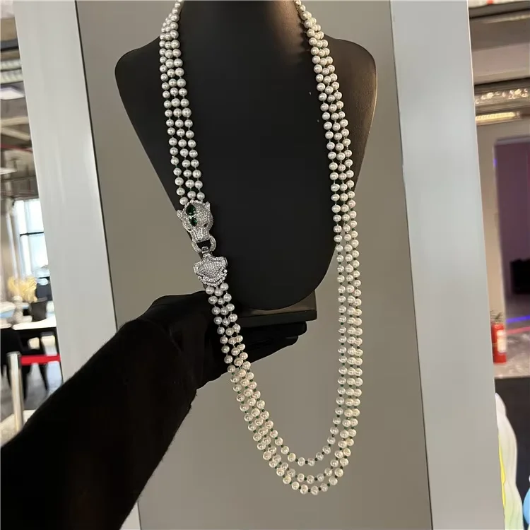 28''-32'' 3 Strands White Pearl CZ Connector Necklace