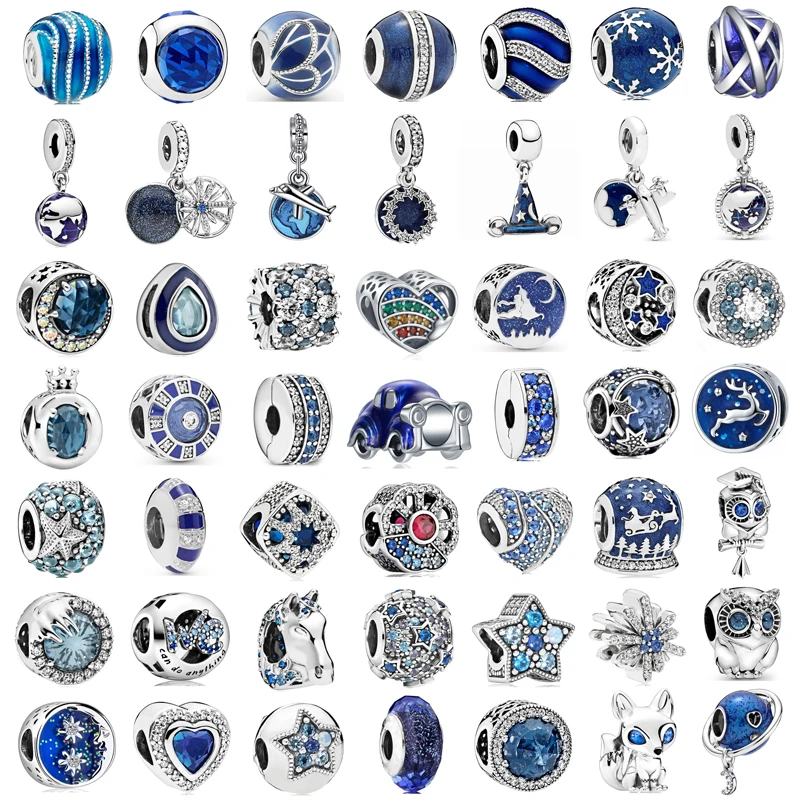 

New Fashion Charm Original Blue Hat Aircraft Car Beads Suitable for the original Pandora Lady Bracelet Jewelry Accessories Gift