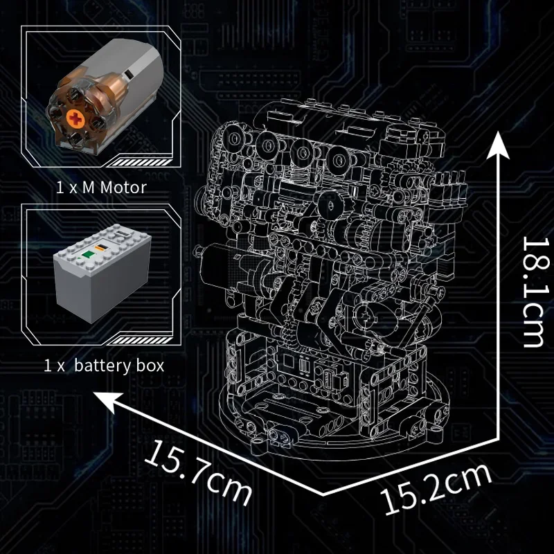 Mold King 10234 Technische automotor Speelgoed De gemotoriseerde VTEC-motor Bouwsteen Assemblage Motor Auto Baksteen Kind Kerstcadeau