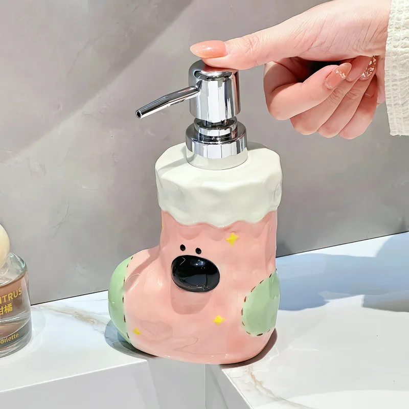 380ml soap dispenser  Cute Socks Dog Hand Wash Liquid Bottle Press Toilet Wash Table Ceramic lotion Bottle Split Bottle bathroom