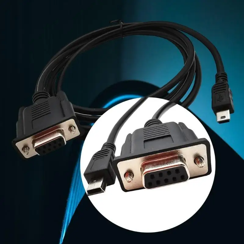 Y1UB Mini USB Male To RS232 DB9 9 Pin Female Adapter Entension Leads 180CM Cable Adapter