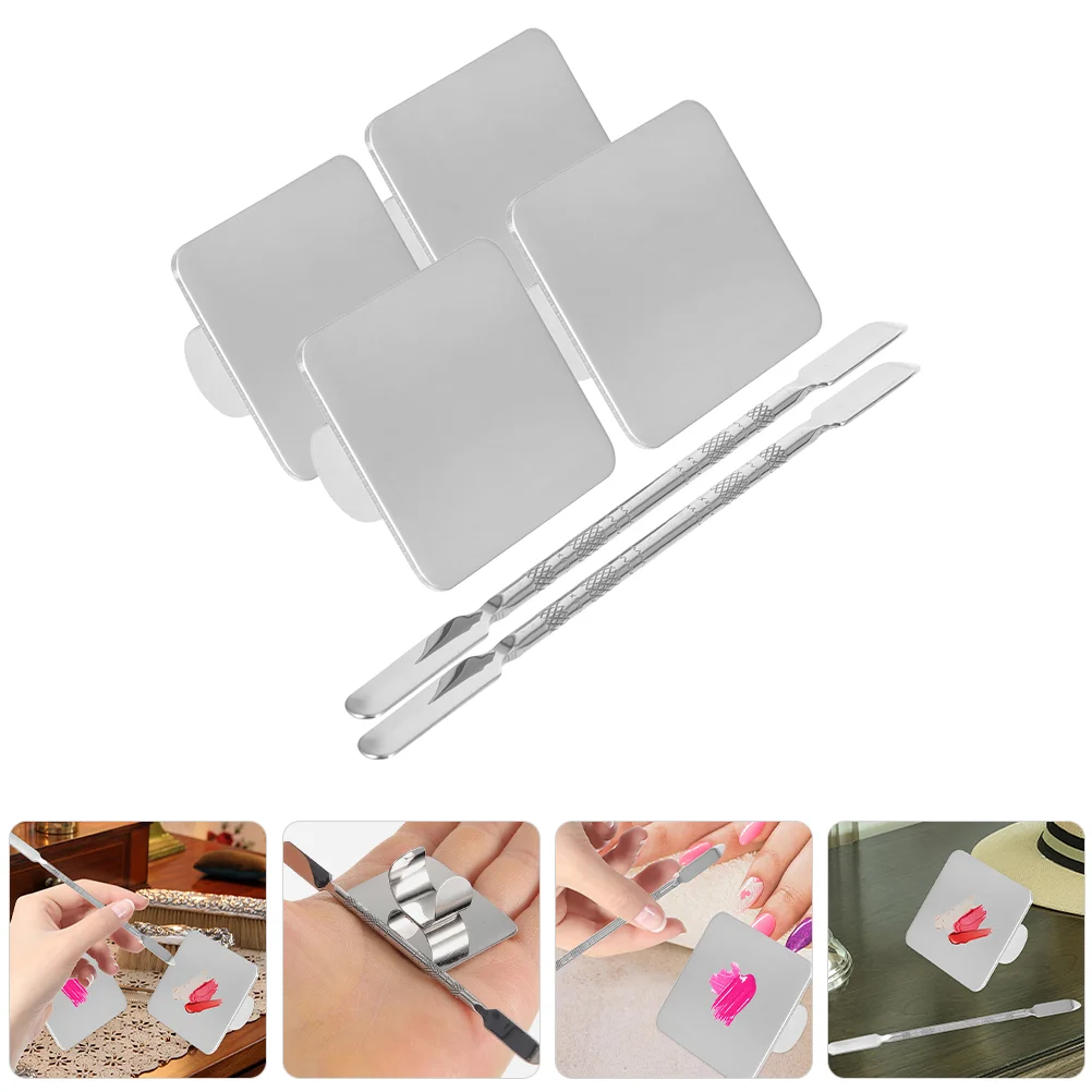 Set di palette ad anelli Strumenti per manicure Spatola per miscelazione trucco Manicure Piastra in acciaio inossidabile Fondotinta per vassoio colorato per unghie piccolo