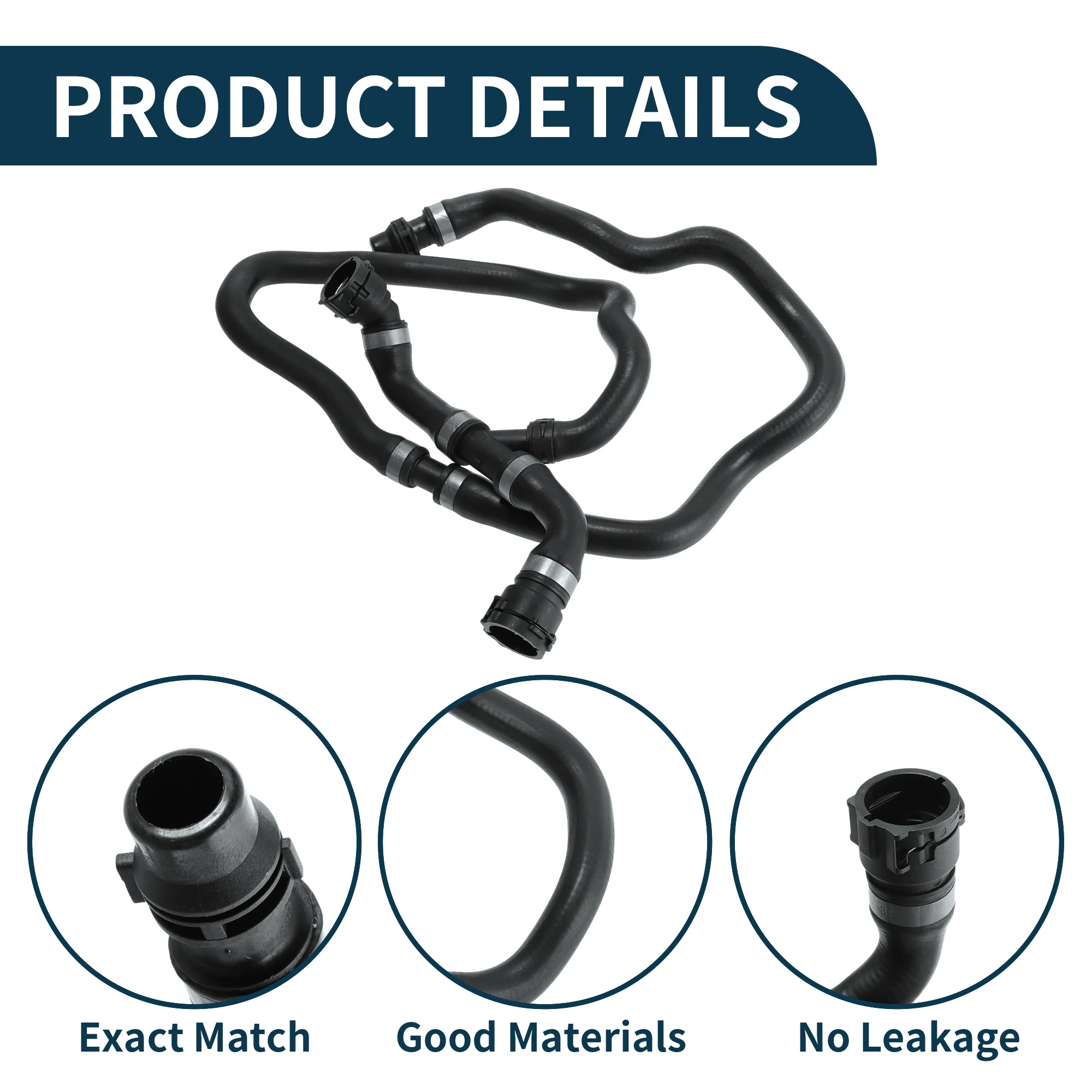 UXCELL ラジエーターホース ヒーターホース ラジエーター出口ホースパイプ 5シリーズ 2004用 No.17127560161 ゴム製冷却液パイプ ブラック 1個