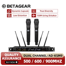 Betagear Professional Wireless Microphone 500/600/900Mhz Radio System AD-KSM9 Dynamic Hand Dual Microfone Speech Church Wedding