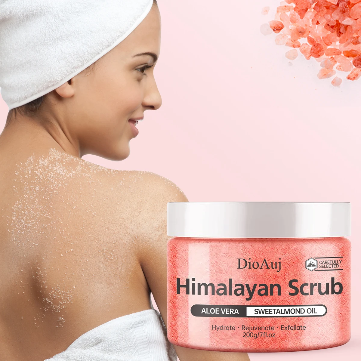 200 g/7 oz Exfoliante del Himalaya Sal exfoliante natural y soufflé corporal y facial Ayuda con limpieza y exfoliación húmeda