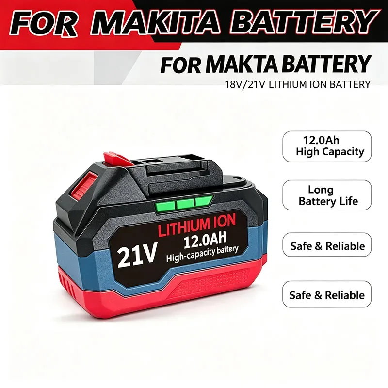 21V Battery 6.0Ah/ 12.0Ah Rechargeable Lithium Ion 21V Battery For Makita Battery 18V Power Tool DDF487 BL1860 BL1850 Battery