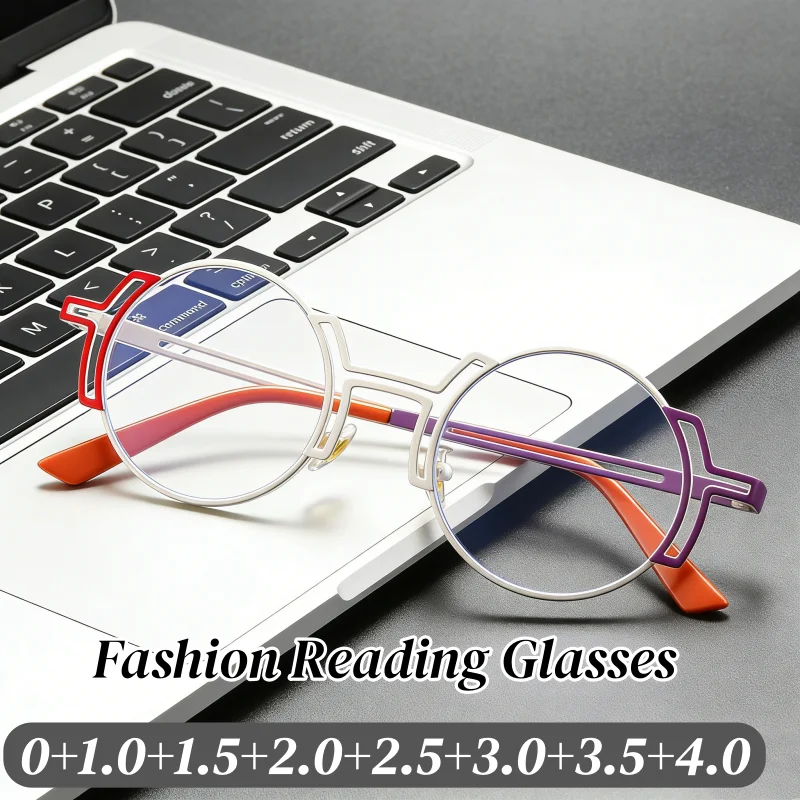 

Luxury Unisex Reading Glasses New Style Hollow Design Eyeglasses for Readers Women Men Round Frame Plus Diopter Eyewear Ladies