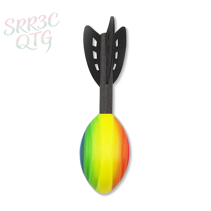 

Hot 29cm Rainbow Foam Spiral Rocket Football Hand Throwing Toy Outdoor Long Distance Darts Toy Integrative Fun Throwing Game