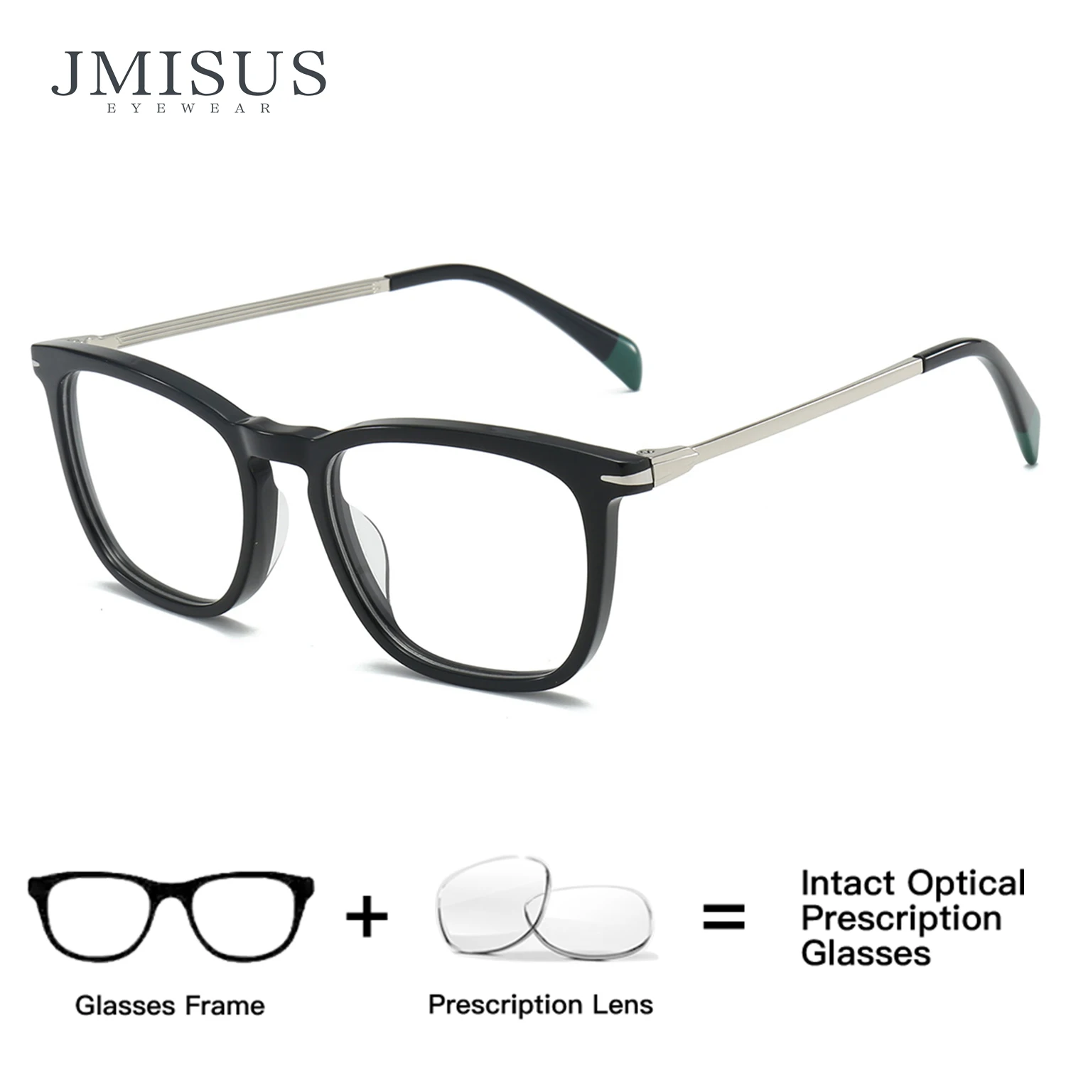 JMISUS Acetate Progressive Eyeglasses for Women Square Frame with Spring Hinge Multifocal Lenses for Reading and Computer Use