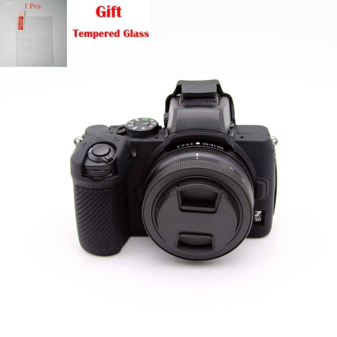 

Protective Cover, Silicone Cover, For Nikon Z50 Silicone Protective Case + Tempered Glass LCD Protective Film
