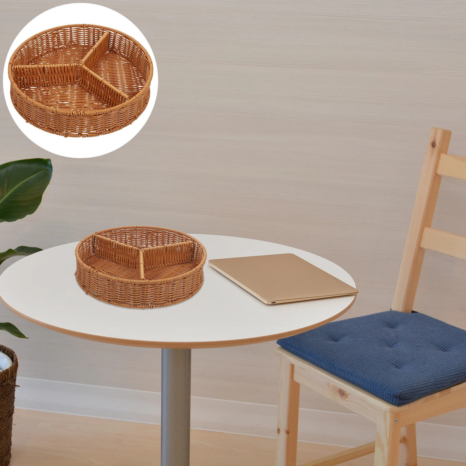 

Rattan Storage Basket Imitation Woven Decorative Household ganizer Small Brown Multi function Office Fruit Snack Bread Container