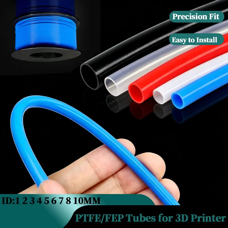 2~10 M ID 1 2 2.5 3 4 5 6 7 8 10mm Rigid PTFE FEP Tubes High Temperature Resistant F46 Hard Pipe For 3D Printer 600V 3KV Cable