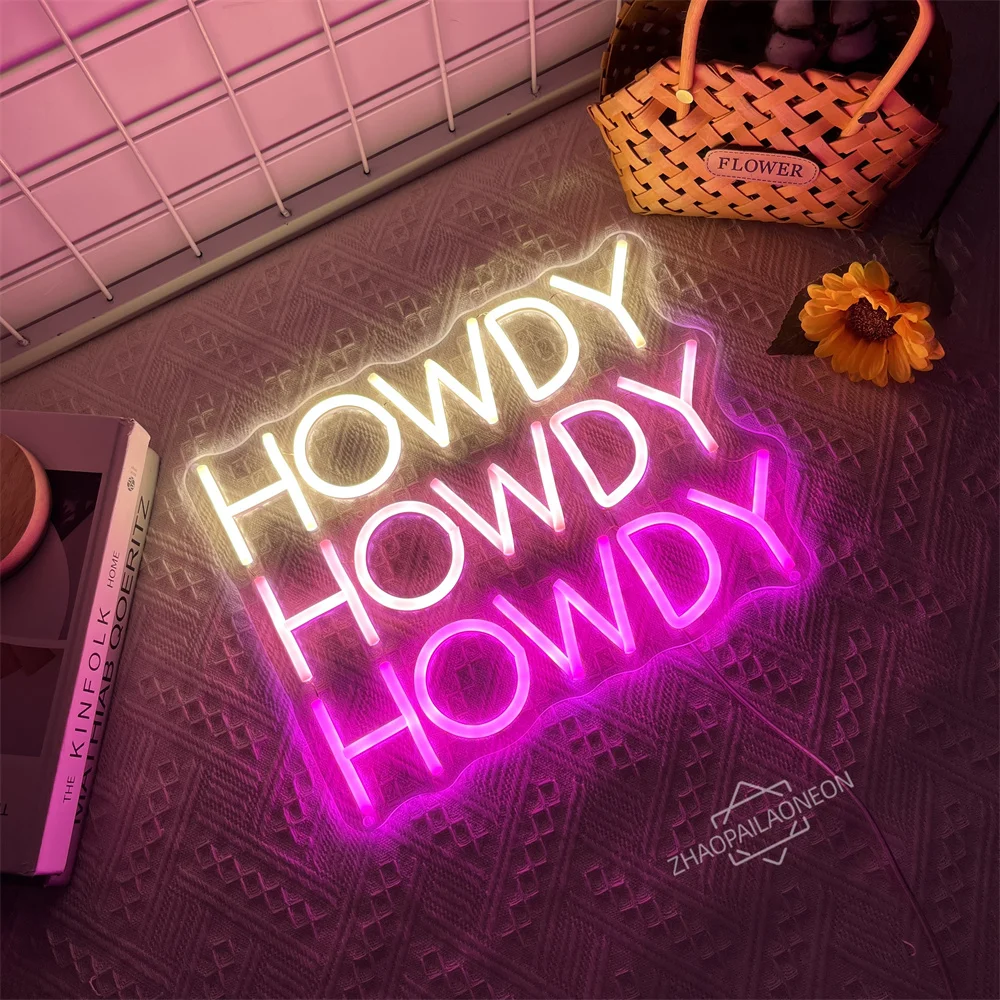 Howdy Neon Sign Cowboy LED Neon Light USB Power Wall Decor for Gameroom Man Cave Beer Bar Cafe Neon Led Sign Party Gift - view 3