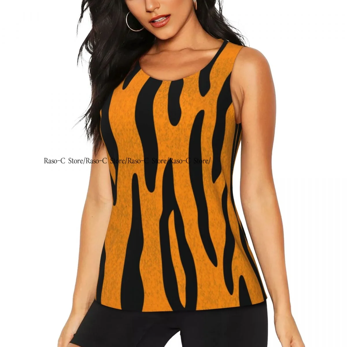 Women Casual Sport Yoga Vest Tiger Skin Pattern Quick Dry Running T-shirt Training Workout Gym Sleeveles