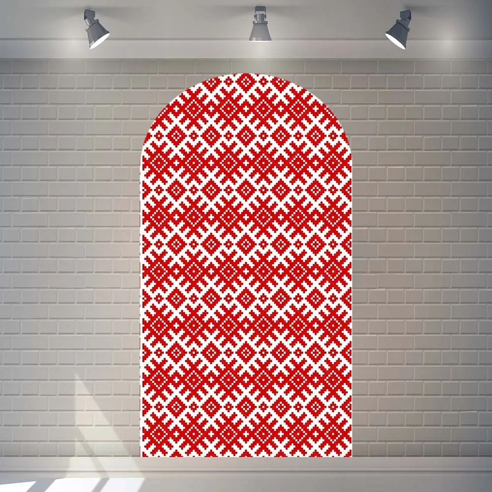 Red Embroidery Henna Arch Background Customized Adult Children Birthday Bride Wedding Shower Photo Decoration Photography Props