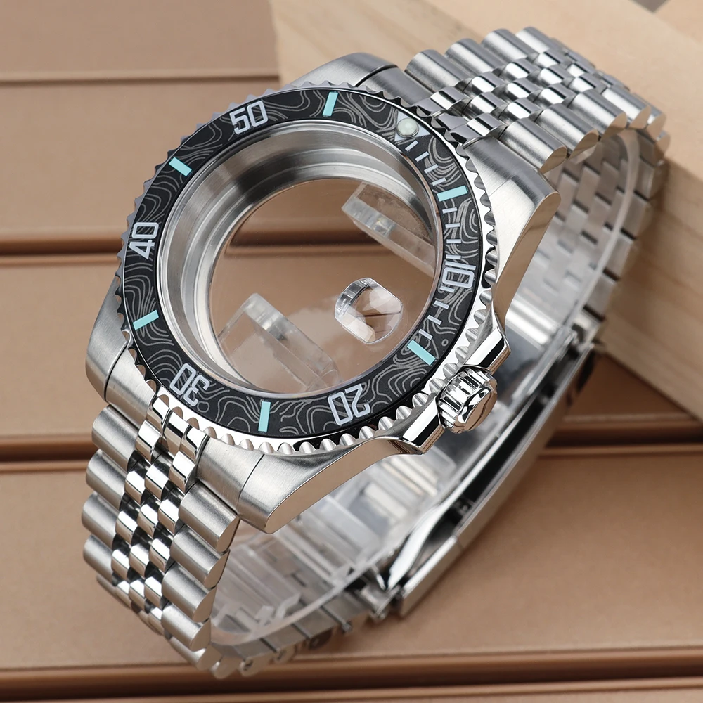 Diving 40mm Watch Case Sapphire Glass For NH35 NH36 NH34 Miyota8215 ETA2824 28.5mm Dial Jubilee Bracelet Slide Buckle Submariner