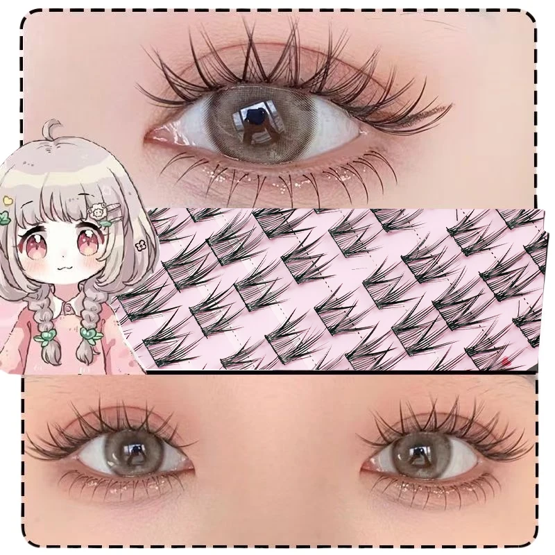 초보자를 위한 착용하기 쉬운 인조 속눈썹 - 자연스럽고 매력적인 외관의 72개 클러스터, 길이 11mm-13mm, D자형 컬, 슈트