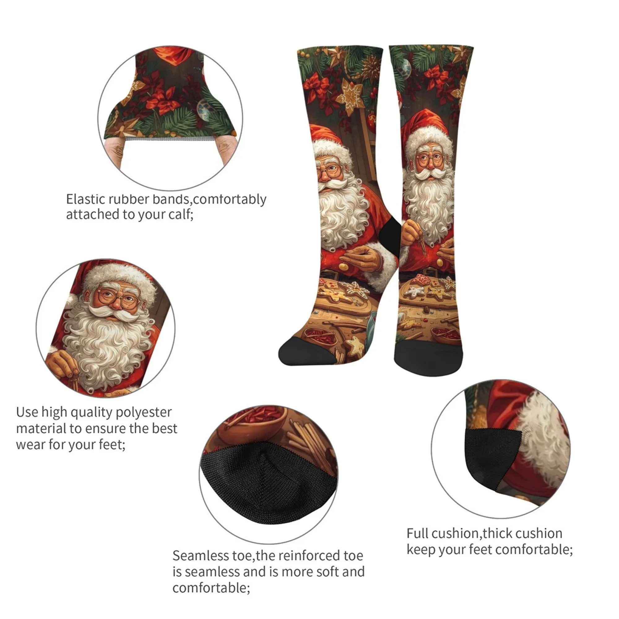 مضحك الكرتون سانتا كلوز الرجال الجوارب Harajuku نمط الجدة الهيب هوب سعيد طاقم الجوارب الرجعية موضة الجوارب غير رسمية هدية الكريسماس #5