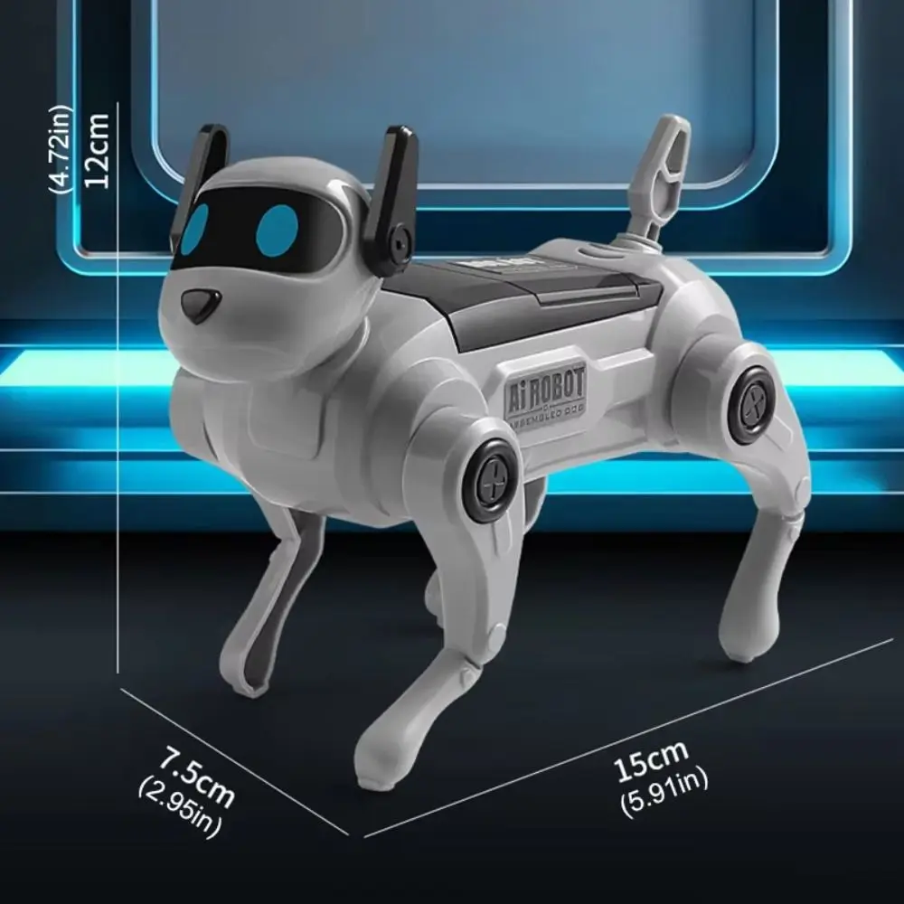 Cão Robô Elétrico com Controle por Voz, Função de Caminhada, Interativo por Toque, Modelo Montável, Canta e Dança