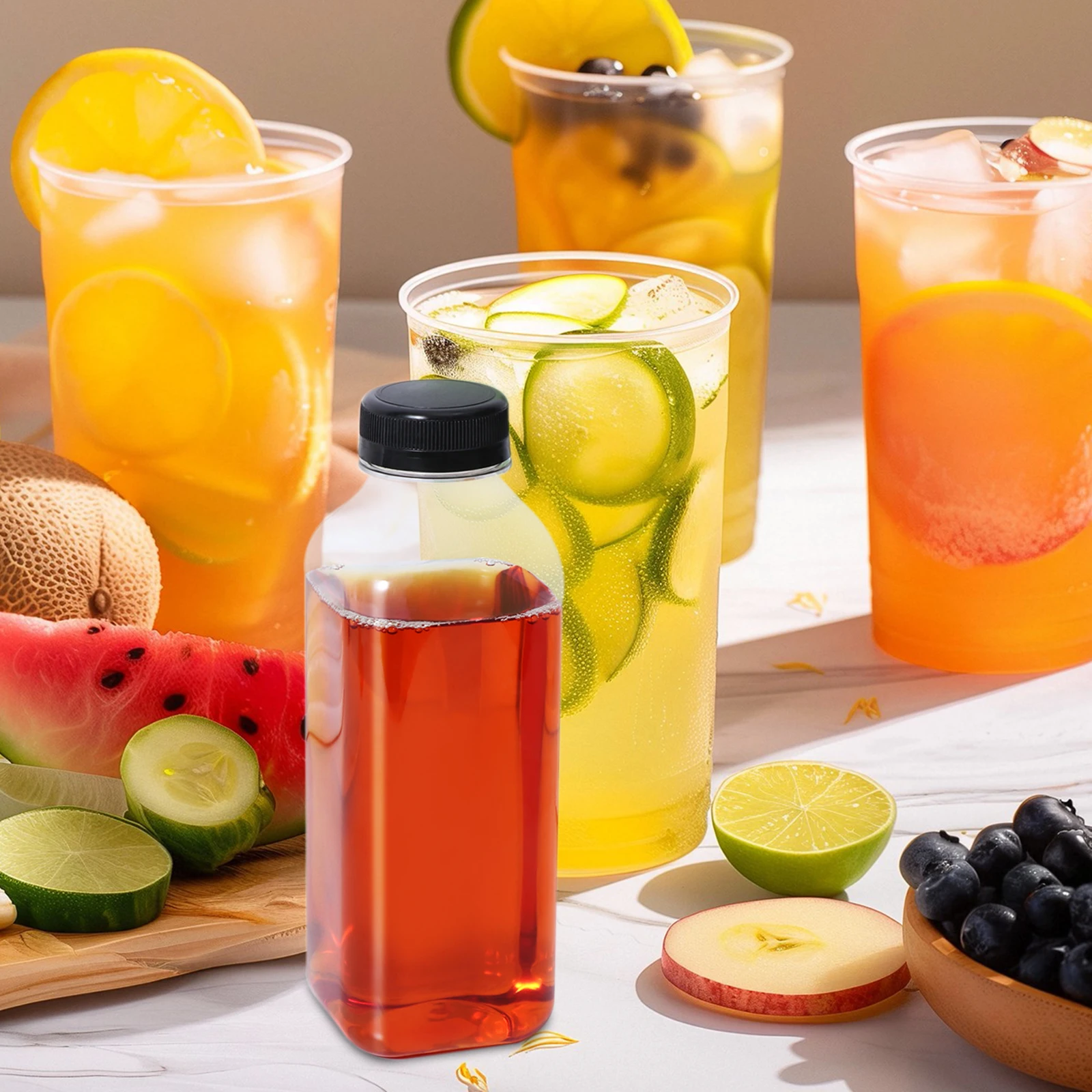 

8pcs Beverage Bottling Containers Crystal Clear PET Plastic Storage Empty Water For Drink Favor Jars