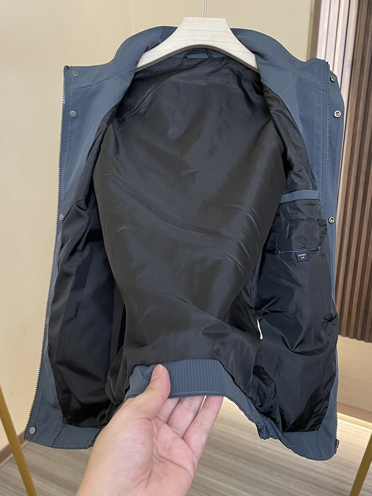 

Busin повседневная клетчатая мужская куртка с воротником-стойкой, ветрозащитная застежка-молния, подходит из полиэфирного волокна, молодежное осеннее пальто