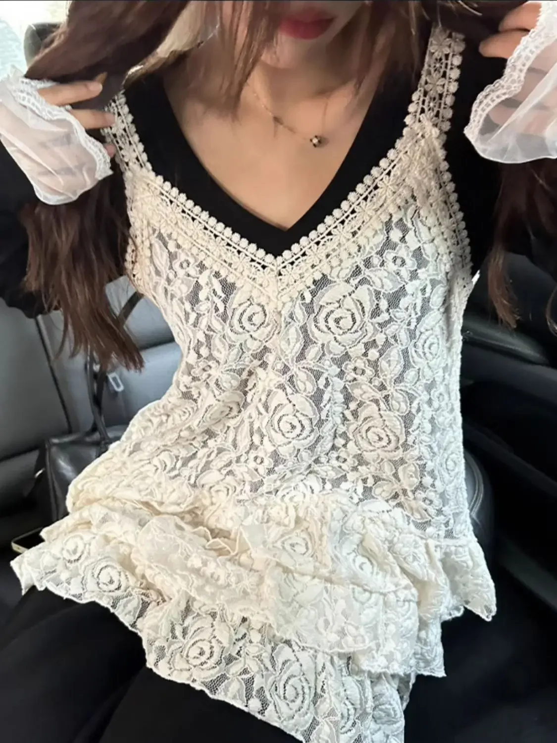 Grunge Süße Stickerei Blume Aushöhlen s Frauen Frühling Harajuku Rüschen Tops Kawaii Fee Camisoles Y2k Ästhetik