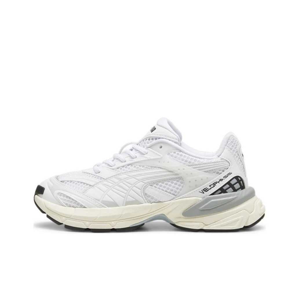 PUMA Velophasis Mesh Cushioning Abrasion Resistant Breathable Low top Casual Shoes Unisex White 396479-02