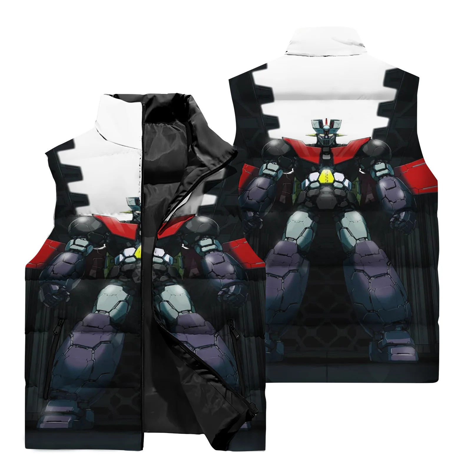 Mazinger Z giacca senza maniche da uomo 3D Mecha Pattern Vest autunno e inverno Outdoor Street Walking Sports Jacket Vest