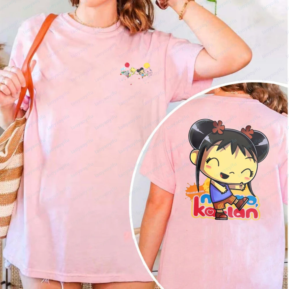 Camiseta de algodón puro suave de verano con personaje de Ni Hao Kai-Lan, estilo retro y dulce, con dibujos animados lindos, tops para fans, regalo, ropa divertida para mujer